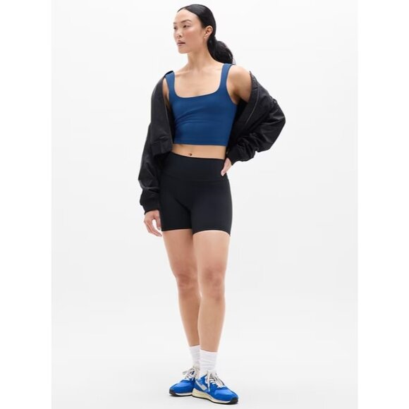 Athleta M Transcend Square Neck Crop Sports Bra Medium D-DD Maritime Blue - Picture 4 of 6